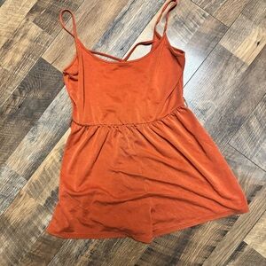 Bershka Burnt Orange Strappy Camisole Romper